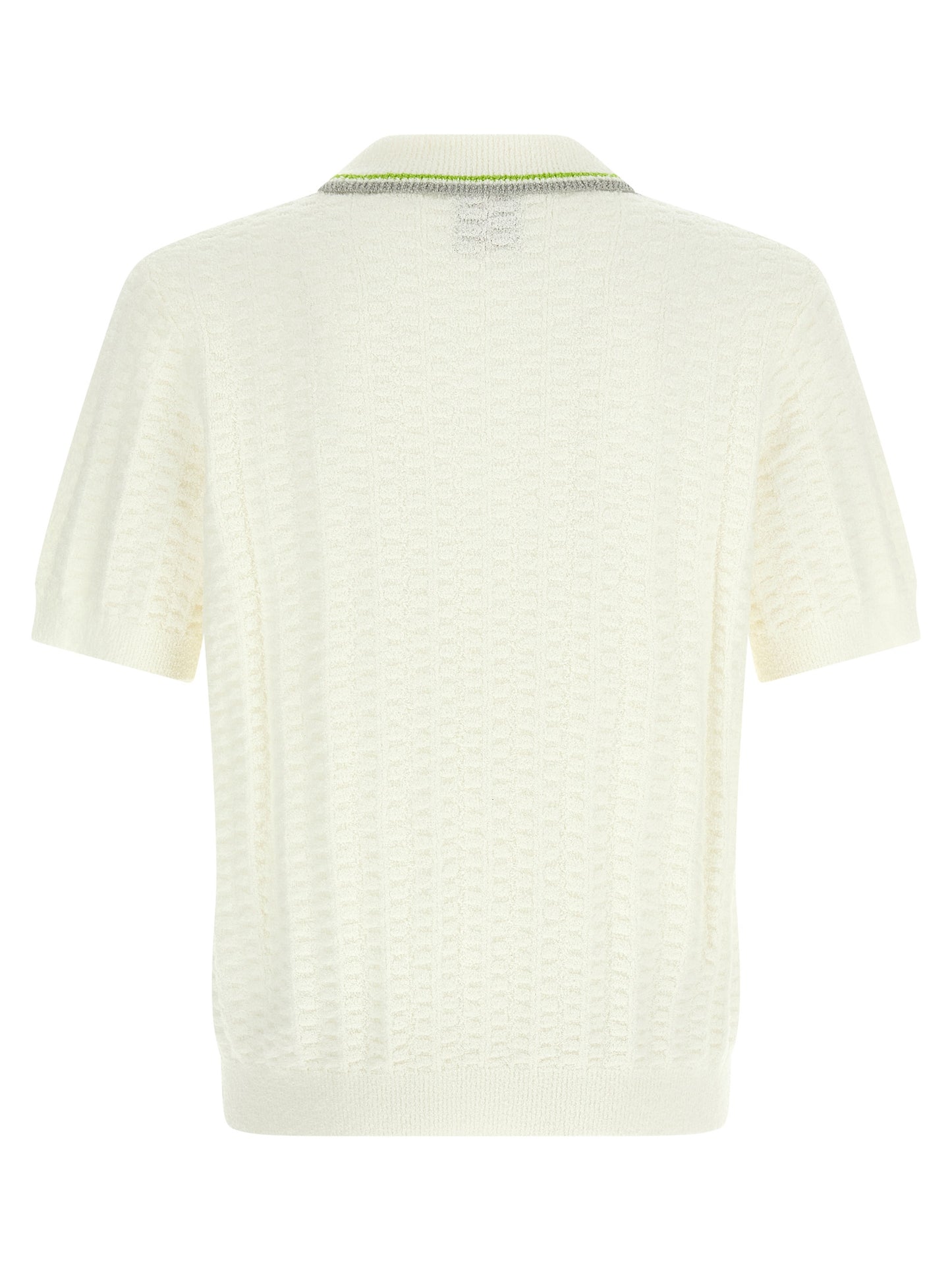 This Polo Shirt by Casablanca for men in nylon & cotton pearl & white presents a flawless silhouette, showcasing flawless detailing and a refined for a truly flawless aesthetic.
