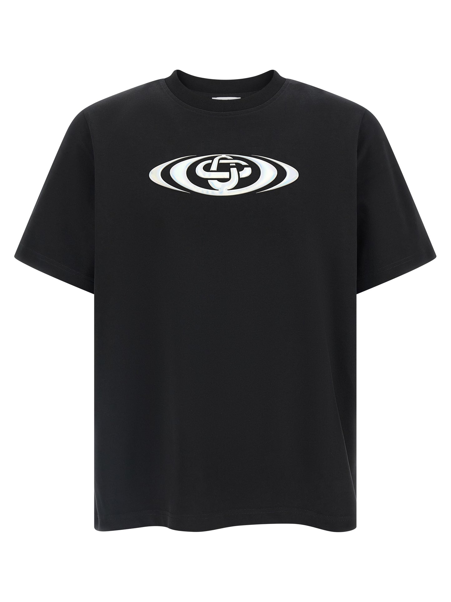 T-Shirt by Casablanca for men in organic cotton black features a plush silhouette, showcasing a sophisticated crew neckline and short-sleeve for a truly plush finish.
