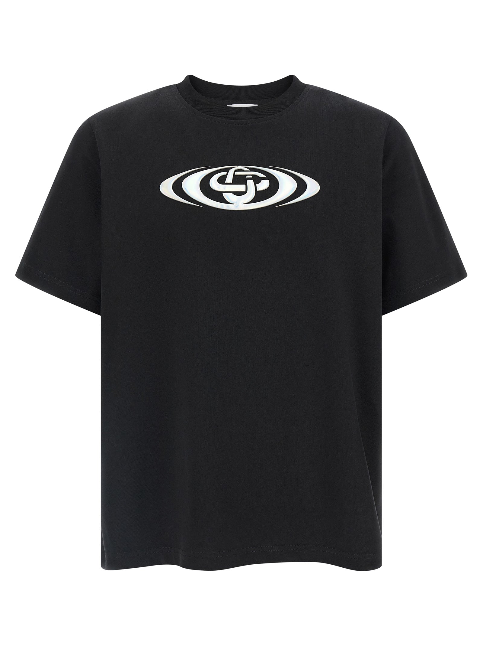 T-Shirt by Casablanca for men in organic cotton black features a plush silhouette, showcasing a sophisticated crew neckline and short-sleeve for a truly plush finish.