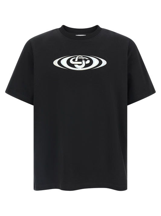 T-Shirt by Casablanca for men in organic cotton black features a plush silhouette, showcasing a sophisticated crew neckline and short-sleeve for a truly plush finish.