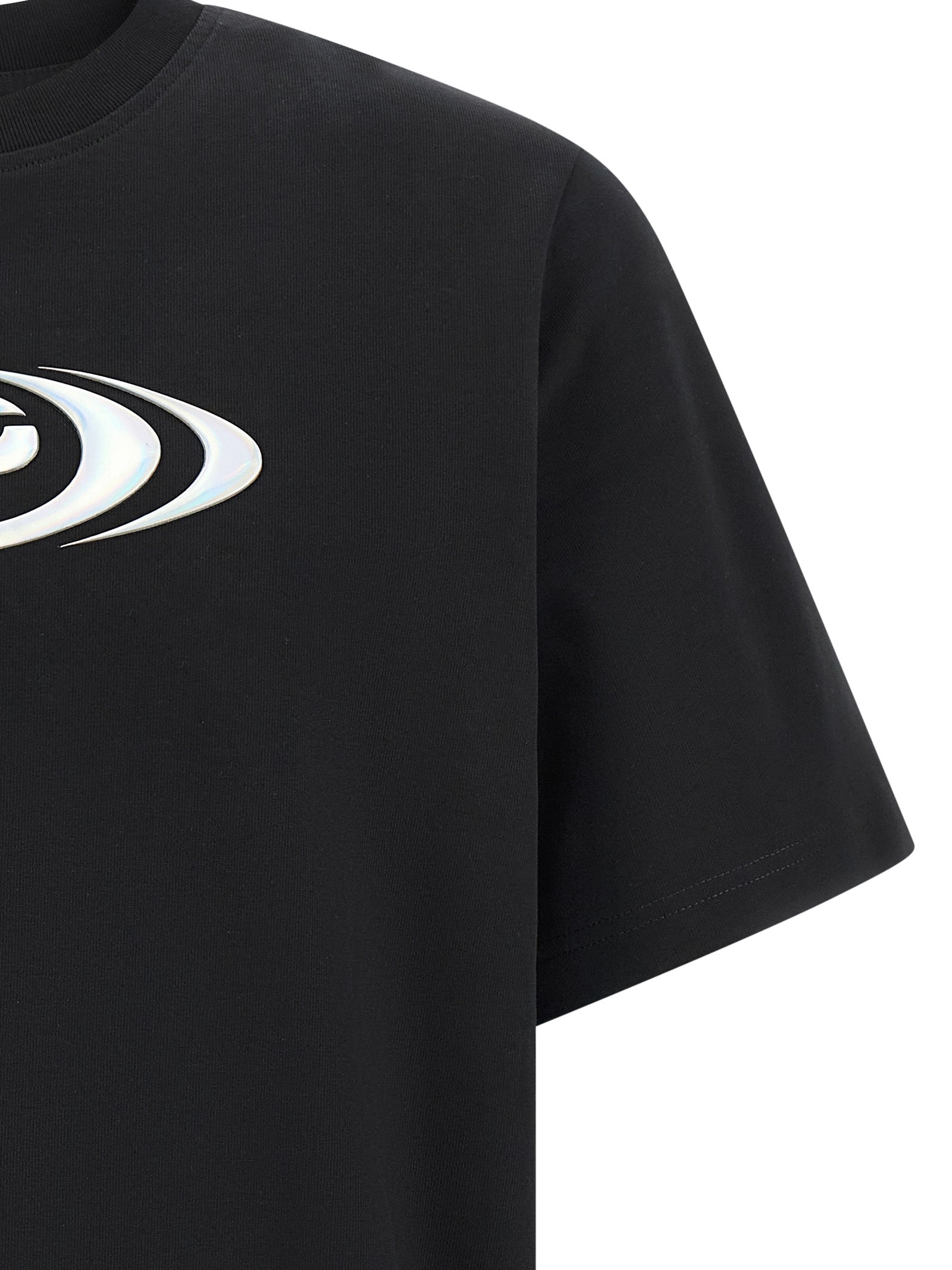 T-Shirt by Casablanca for men in organic cotton black showcases a chic silhouette, artfully detailed with a chic crew neckline and for a chic finish.