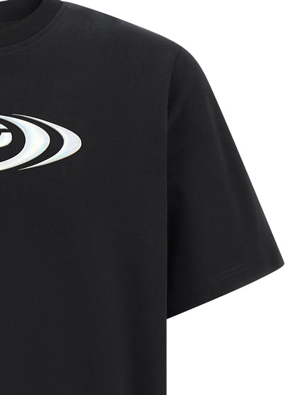 T-Shirt by Casablanca for men in organic cotton black showcases a chic silhouette, artfully detailed with a chic crew neckline and for a chic finish.