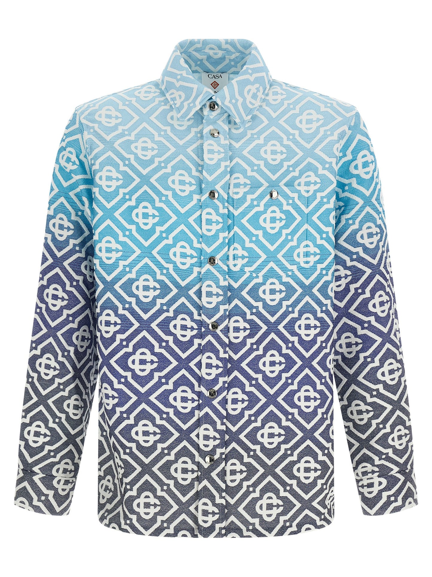 Casablanca Men's Polyamide Polyester Cotton Cape - Gradient Blue Jacquard