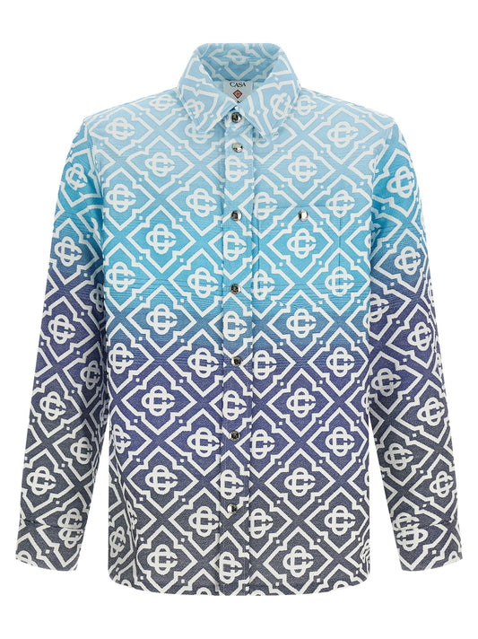 Cape by Casablanca for men in polyamide polyester cotton gradient, blue & jacquard features an relaxed-luxury silhouette, showcasing a sophisticated and premium pockets & windproof for a truly relaxed-luxury finish.