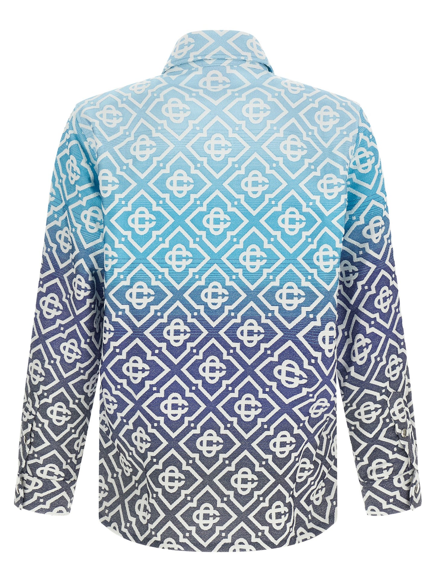 Casablanca Men's Polyamide Polyester Cotton Cape - Gradient Blue Jacquard