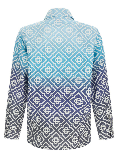 Casablanca Men's Polyamide Polyester Cotton Cape - Gradient Blue Jacquard