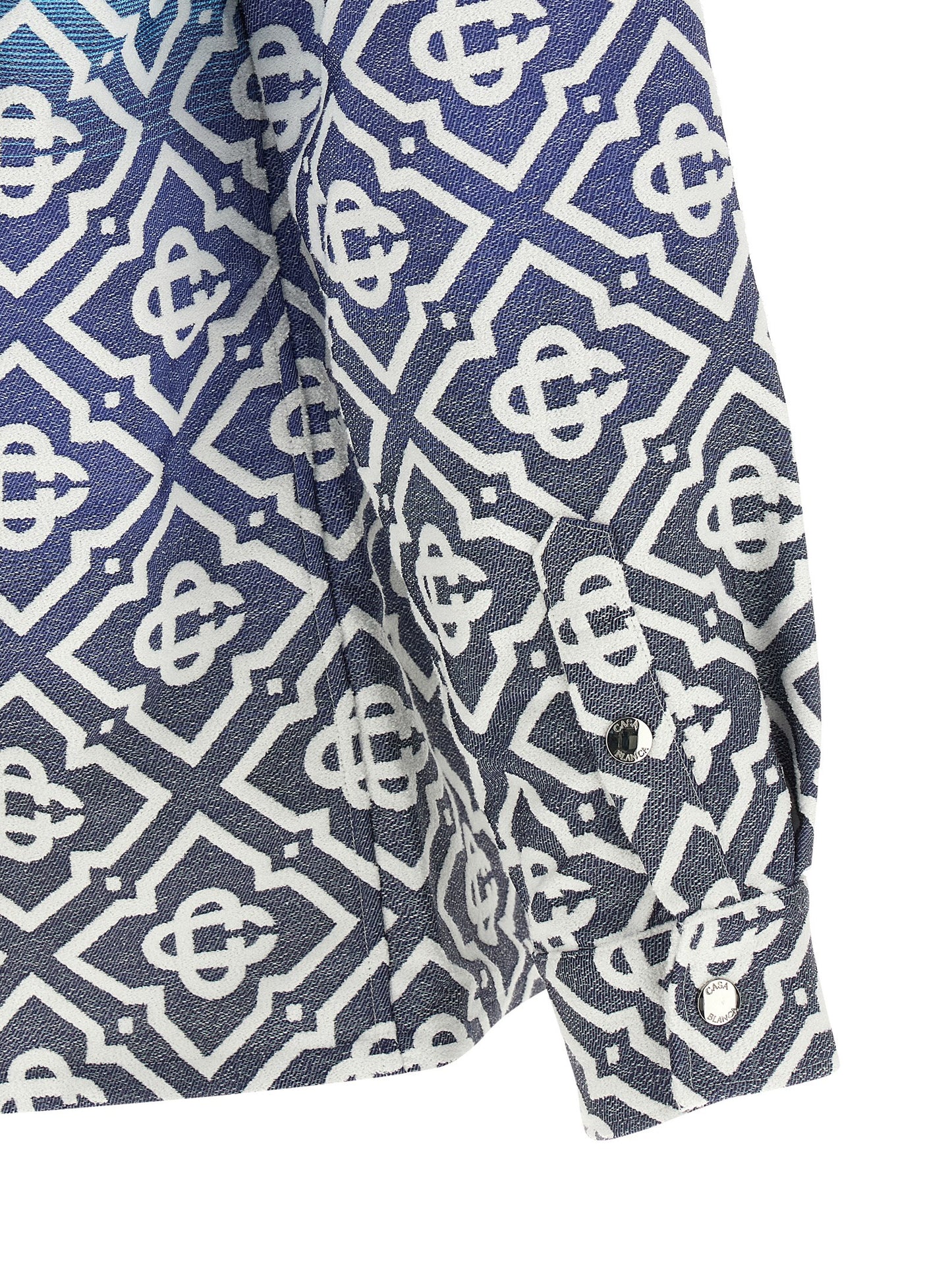 Casablanca Men's Polyamide Polyester Cotton Cape - Gradient Blue Jacquard