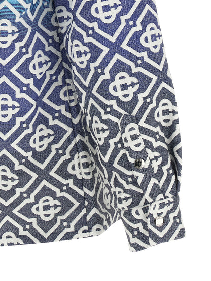 Casablanca Men's Polyamide Polyester Cotton Cape - Gradient Blue Jacquard