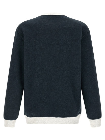 Sweatshirt by Brunello Cucinelli for men in linen & cotton blue & print features a unrivaled silhouette with a refined crew neckline and unrivaled detailing for a sophisticated look.