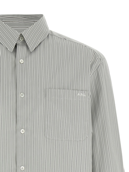 Blouse by A.P.C. for men in cotton gray & striped features an polished silhouette, showcasing a sophisticated and detail for a truly polished finish.