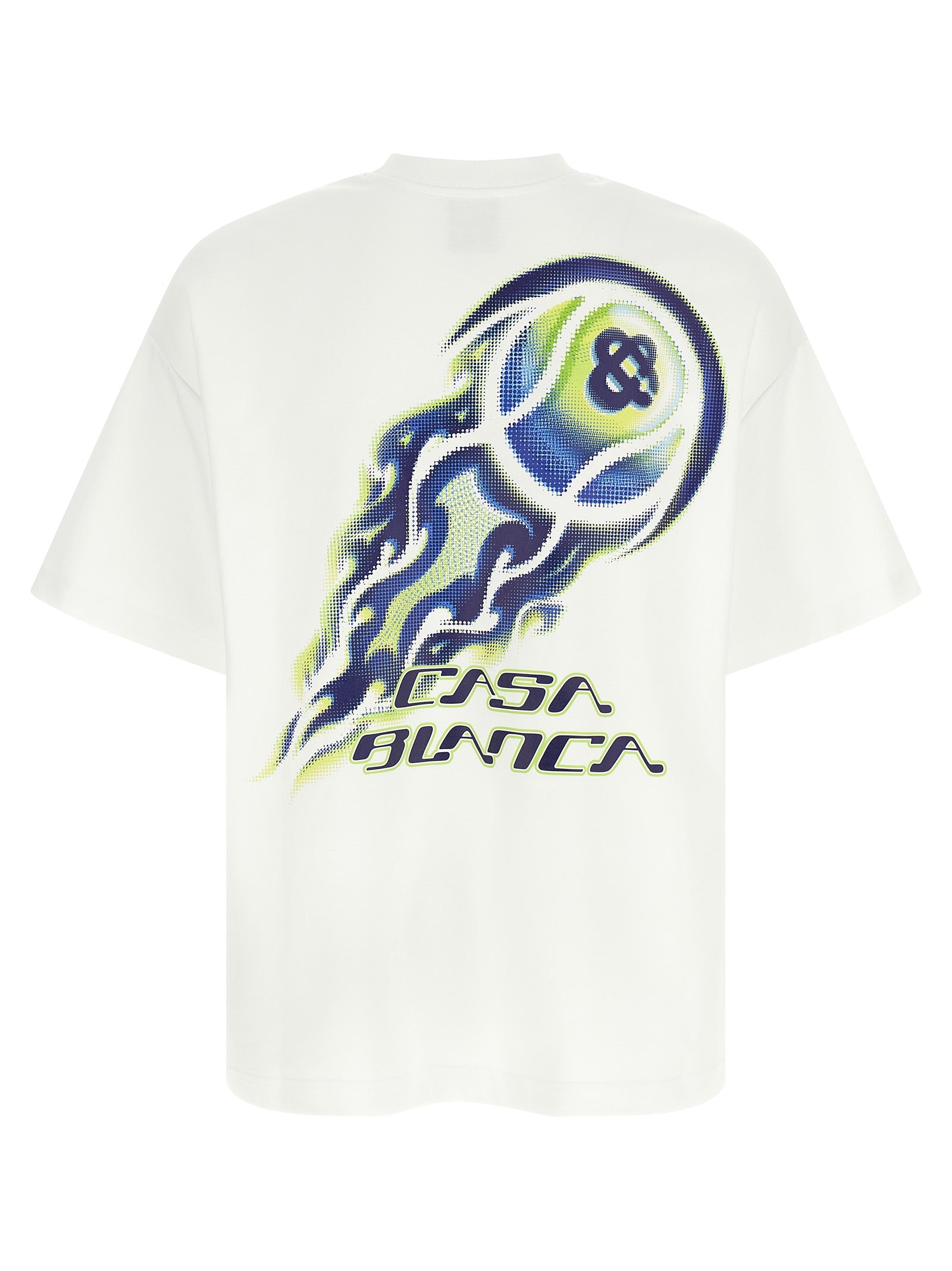 T-Shirt by Casablanca for men in stretch organic cotton white & print features an edgy silhouette, meticulously detailed with a sophisticated and crew neckline for a truly edgy finish.