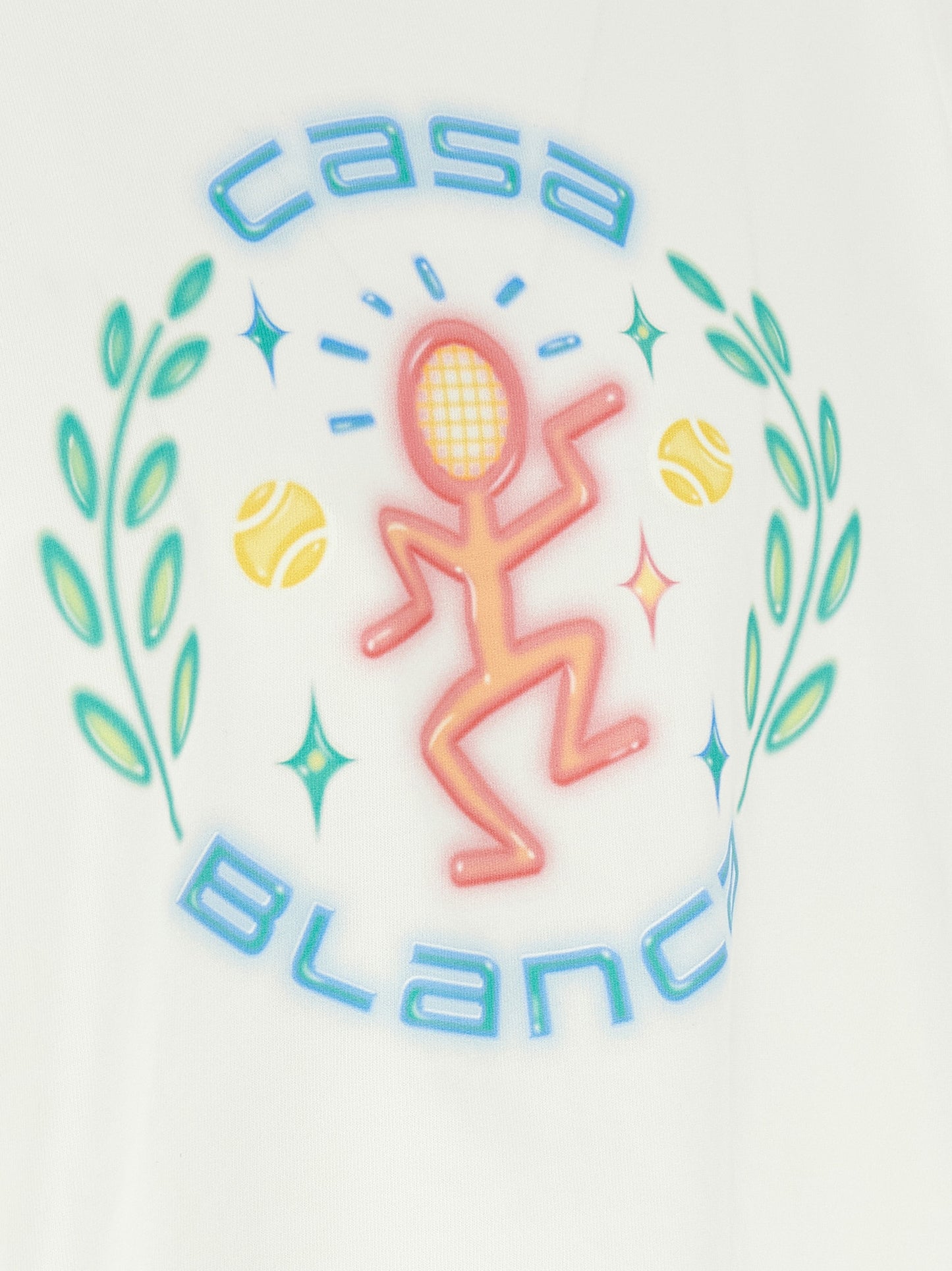 T-Shirt by Casablanca for men in organic cotton white & print showcases a fashionable silhouette, elegantly detailed with a fashionable and for a sophisticated, high-fashion look.