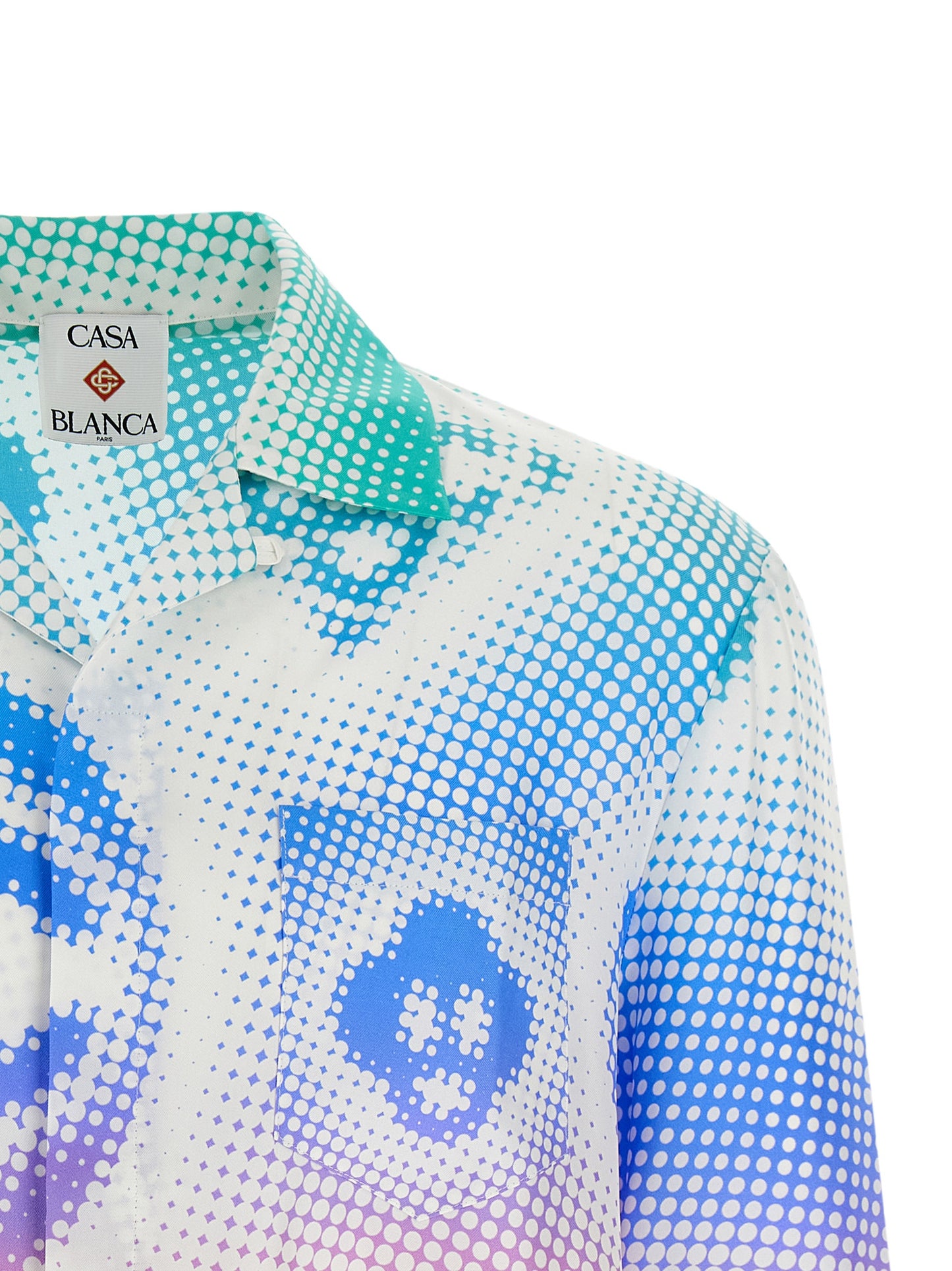 Shirt by Casablanca for men in silk twill multicolor & patterned features an polished silhouette, showcasing a sophisticated cuban-collar neckline and detail for a truly polished finish.