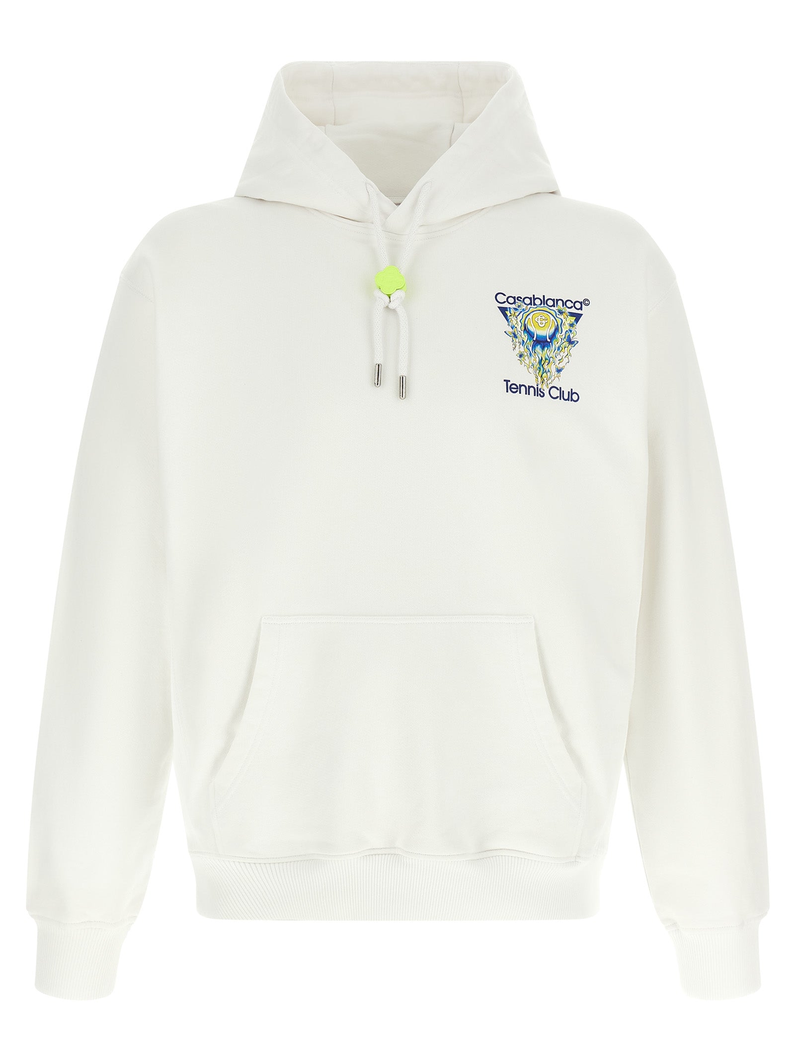Sweatshirt Hoodie by Casablanca for men in organic cotton white & print features a authentic silhouette, showcasing a sophisticated hooded neckline and authentic detail for a refined finish.