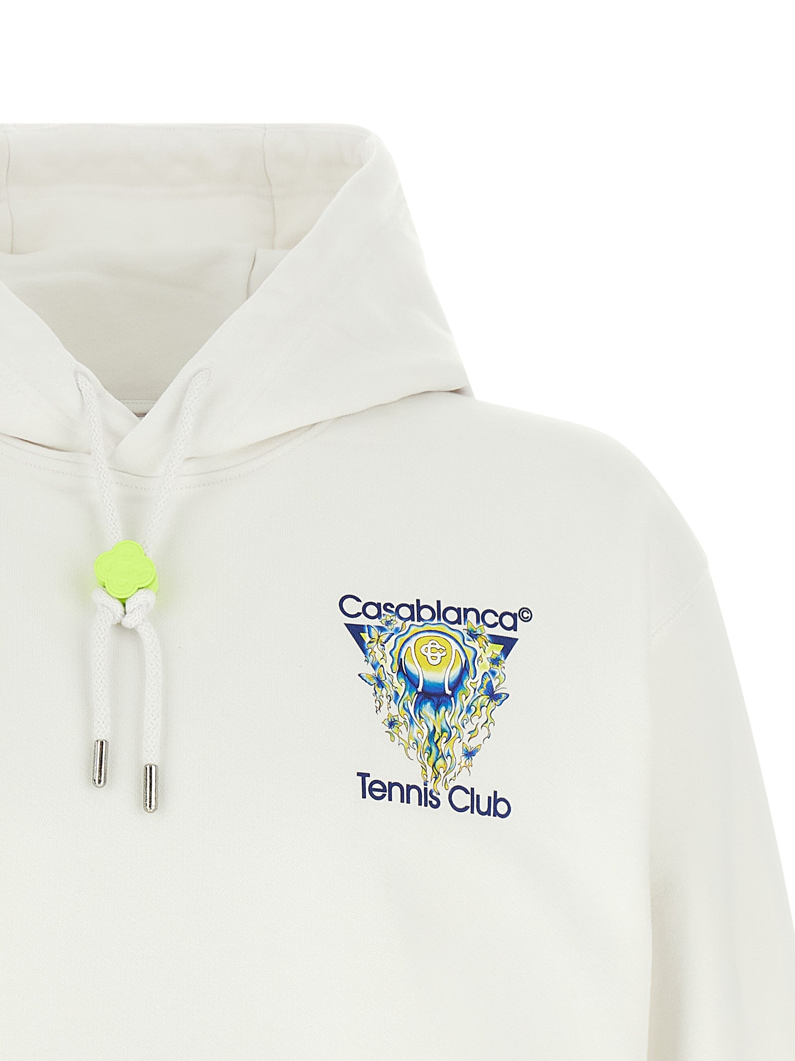 Sweatshirt Hoodie by Casablanca for men in organic cotton white & print features an luminous silhouette, showcasing a sophisticated hooded neckline and for a truly luminous look.