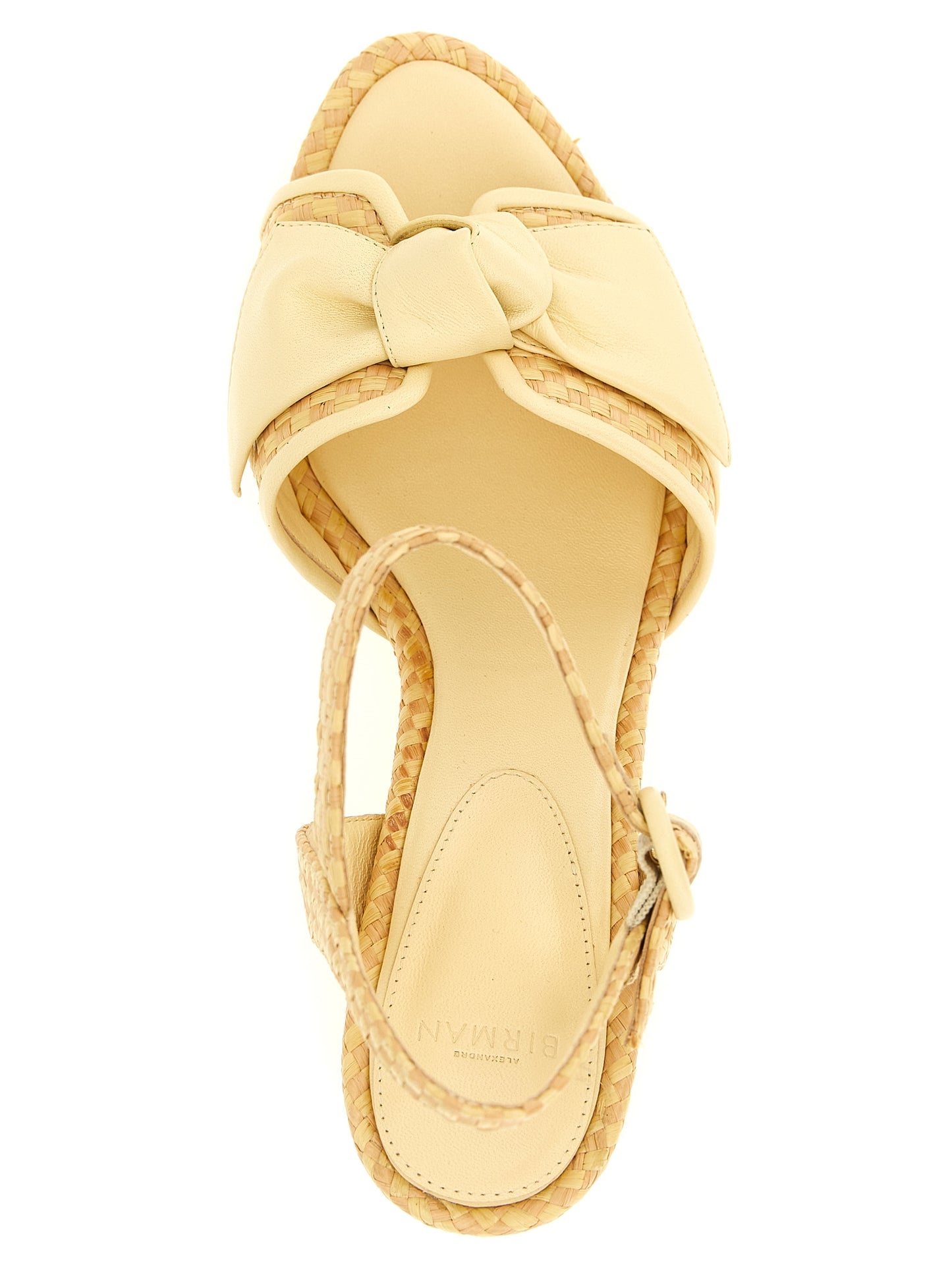 Platform Ankle Strap Sandals by Alexandre Birman for women in raffia & bos taurus cowhide leather bicolour, natural & yellow features an architectural design from the Women's Raffia & Bos Taurus Cowhide Leather Platform Ankle Strap Sandals collection, defined by a architectural platform and for a architectural finish.