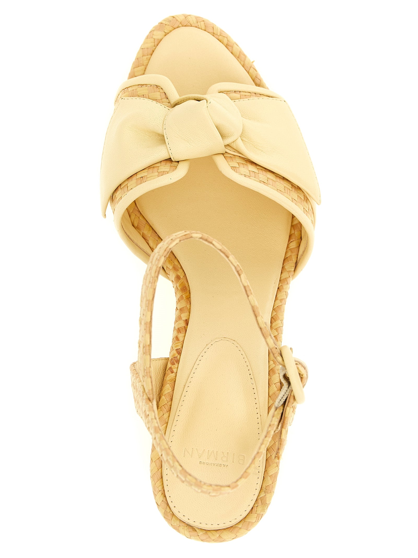 Platform Ankle Strap Sandals by Alexandre Birman for women in raffia & bos taurus cowhide leather bicolour, natural & yellow features an architectural design from the Women's Raffia & Bos Taurus Cowhide Leather Platform Ankle Strap Sandals collection, defined by a architectural platform and for a architectural finish.
