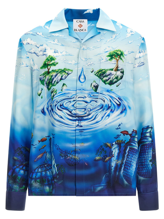 Shirt by Casablanca for men in silk twill multicolor & print, featuring a nuanced and nuanced cuban-collar neckline for a sophisticated finish.