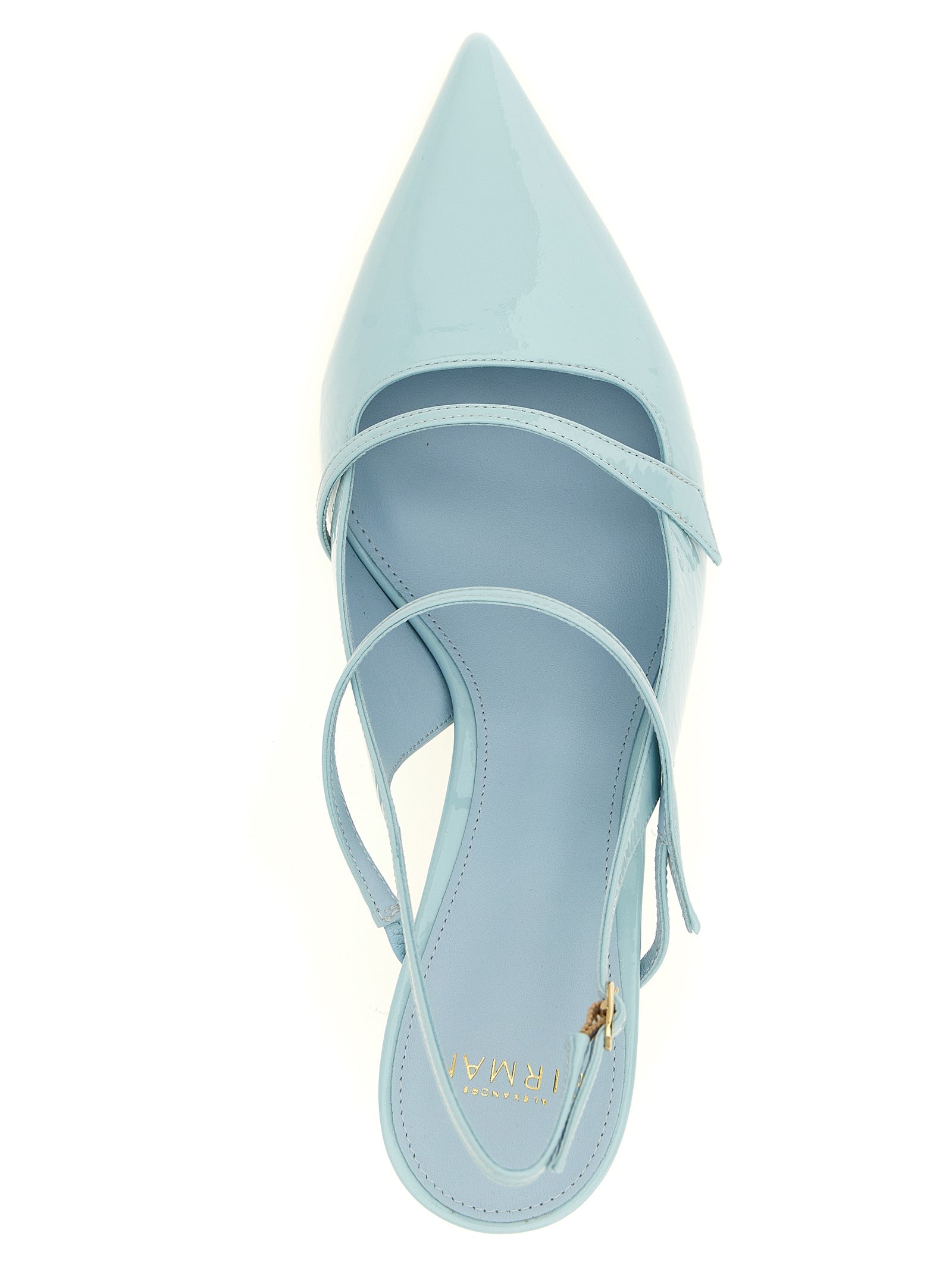 This Mid-Heel Spool Slingback Pumps Heels by Alexandre Birman for women in patent cowhide leather light-blue presents a effortlessly chic silhouette from the Women's Patent Cowhide Leather Mid-Heel Spool Slingback Pumps Heels collection, featuring a effortlessly chic mid-heel spool-heel and effortlessly chic pointed toe style.