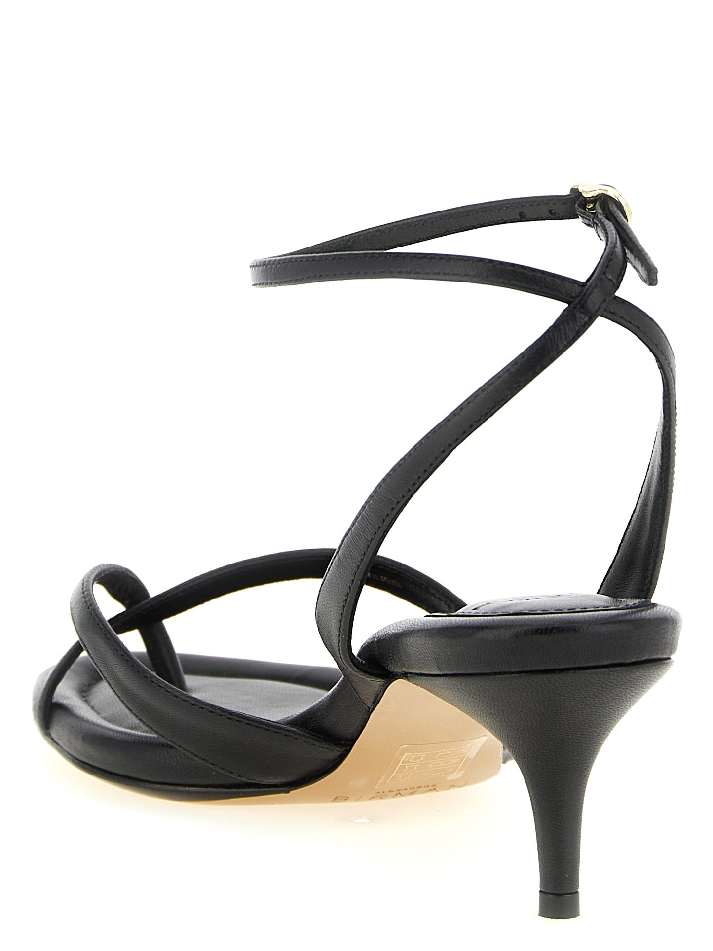Stiletto Ankle Strap Flip-Flop Sandals by Alexandre Birman for women in cowhide leather and black presents a captivating silhouette, showcasing the signature style of the Women's Cowhide Leather Stiletto Ankle Strap Flip-Flop Sandals with a captivating stiletto and captivating .