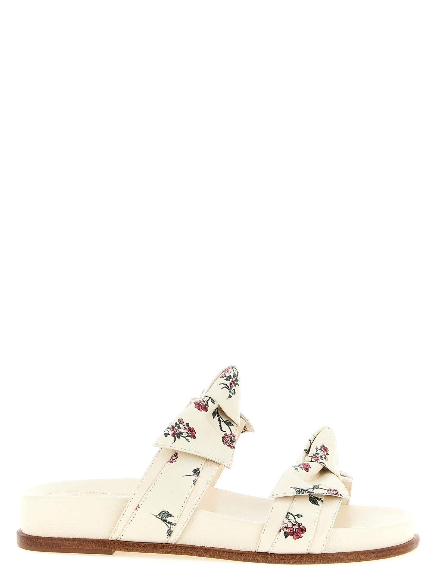 Alexandre Birman Women's Cowhide Leather Sliders Sandals Flat Shoes - White Patterned Floral