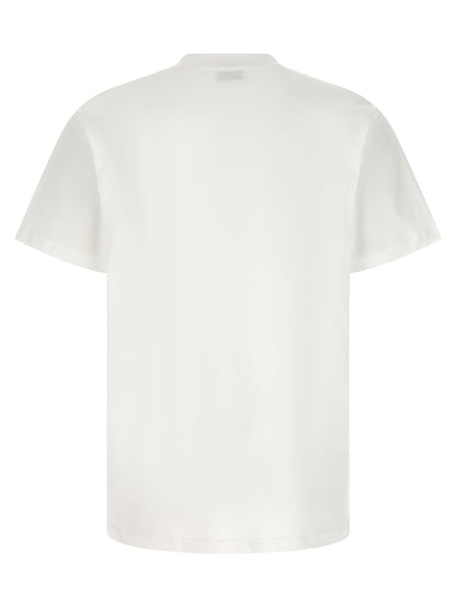 T-Shirt by Moschino for men in cotton white & print showcases a dramatic silhouette, elegantly detailed with a dramatic crew neckline and for a truly dramatic finish.