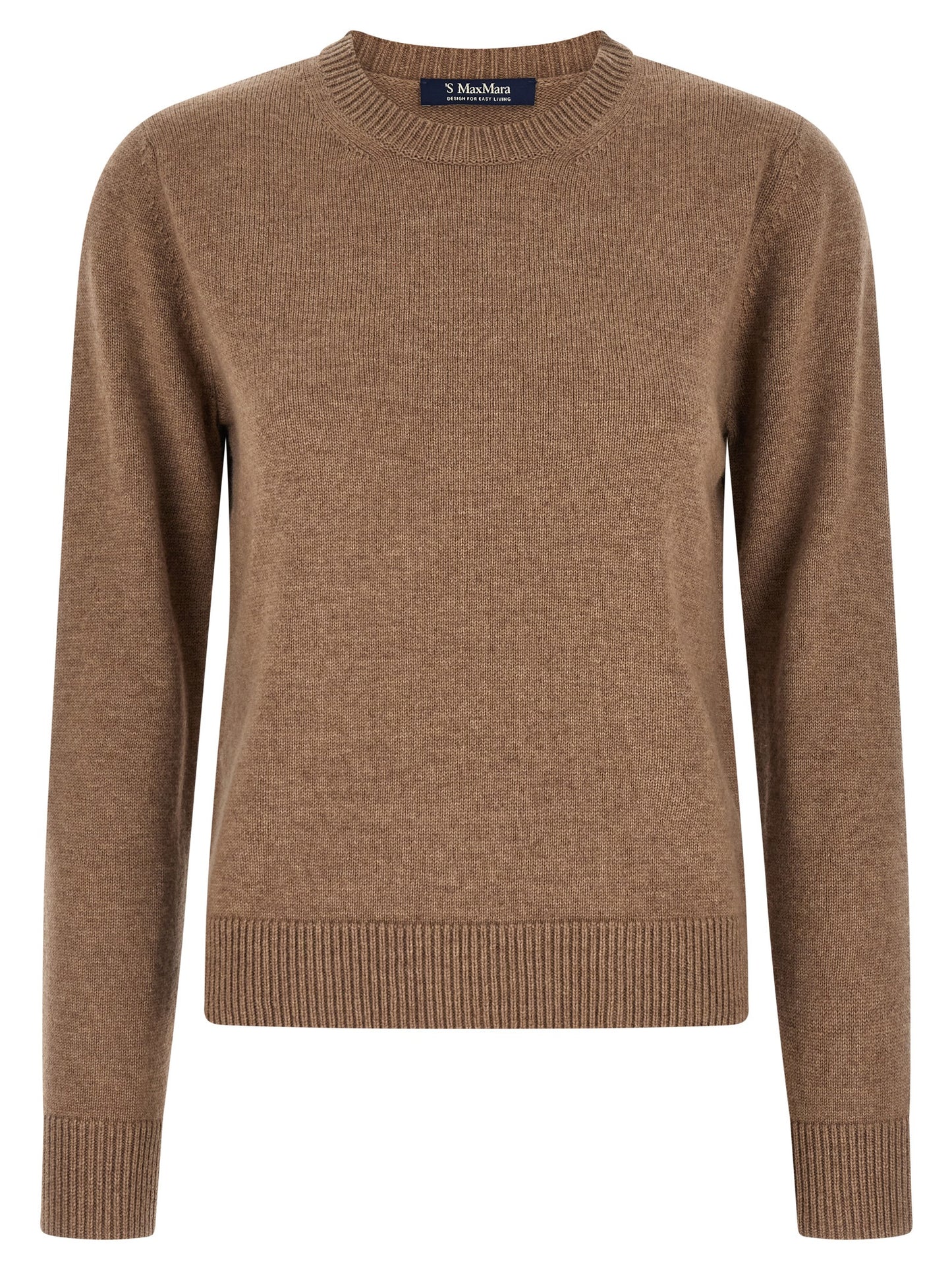 Cardigan by S Max Mara for women in cashmere brown features a nuanced silhouette with a refined wrap crew neckline and nuanced detailing for a sophisticated look.