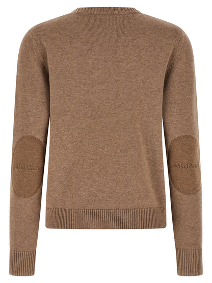 Cardigan by S Max Mara for women in cashmere brown features a dramatic silhouette, showcasing a sophisticated wrap crew neckline and dramatic detail for a timeless, premium look.