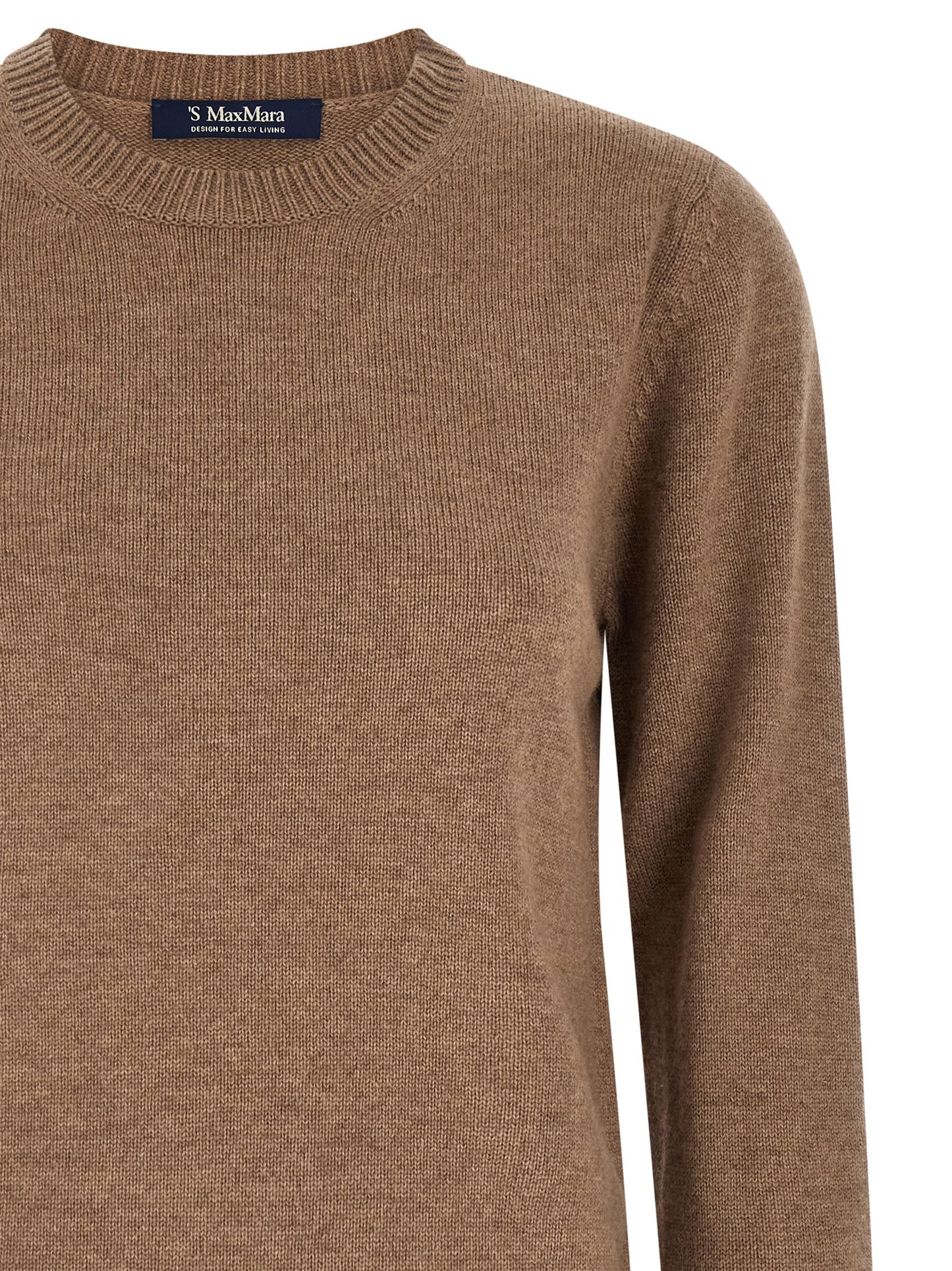 Cardigan by S Max Mara for women in cashmere brown showcases a luxurious silhouette, meticulously detailed with a sophisticated wrap crew neckline and for a refined finish.