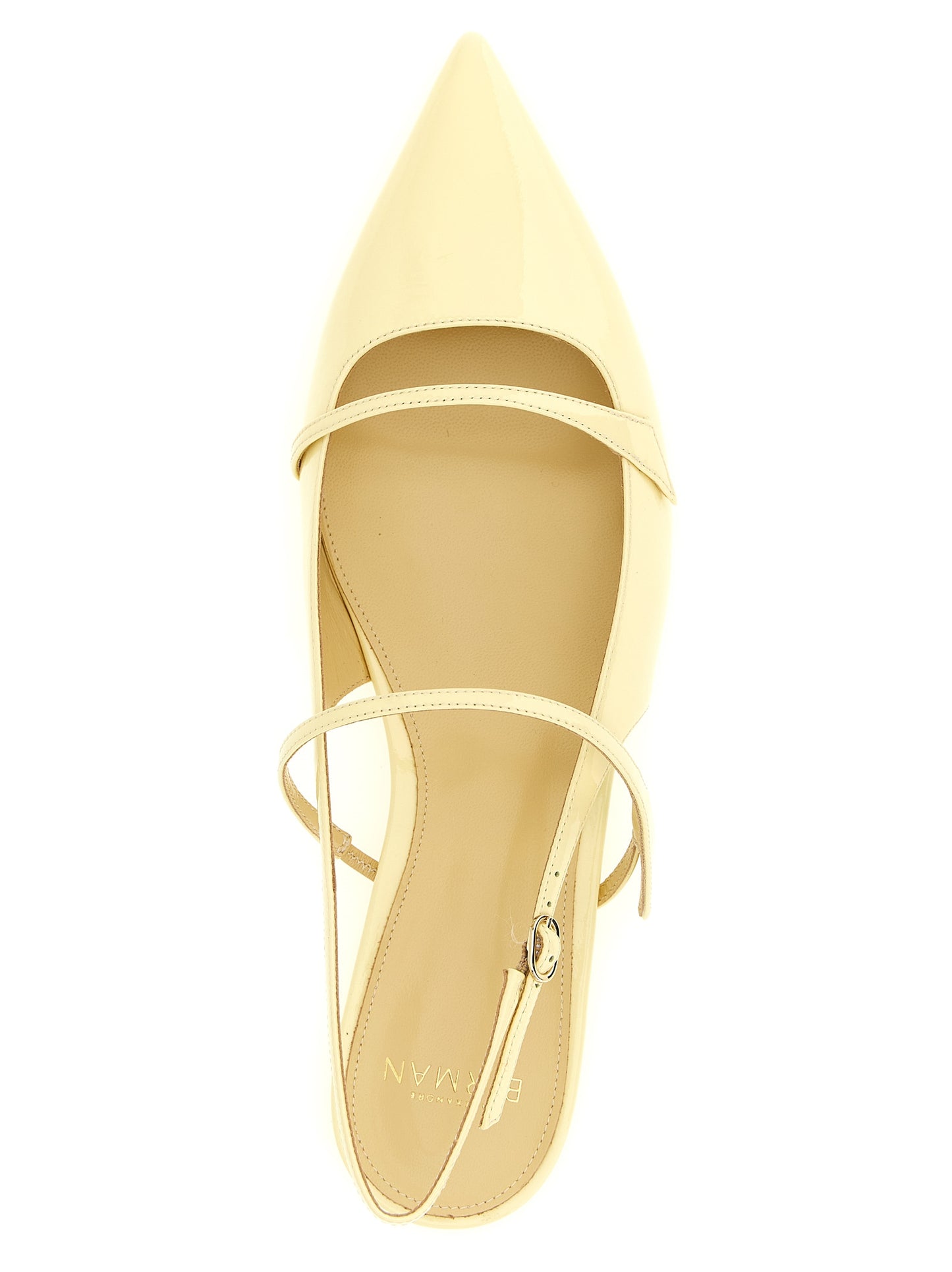 Ballet Slingback Flat Shoes by Alexandre Birman for women in cowhide leather bicolour & yellow features an captivating silhouette, showcasing the captivating style of the Women's Cowhide Leather Ballet Slingback Flat Shoes with its distinct and refined pointed toe style.