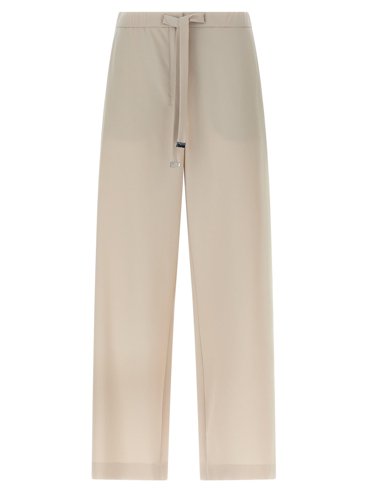 Joggers by S Max Mara for women in virgin wool beige presents a tailored silhouette, showcasing a tailored athletic, flared & cropped and cropped cut with a refined for a truly tailored aesthetic.