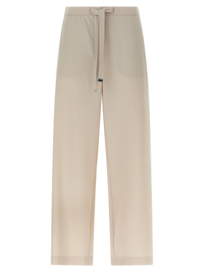 Joggers by S Max Mara for women in virgin wool beige presents a tailored silhouette, showcasing a tailored athletic, flared & cropped and cropped cut with a refined for a truly tailored aesthetic.
