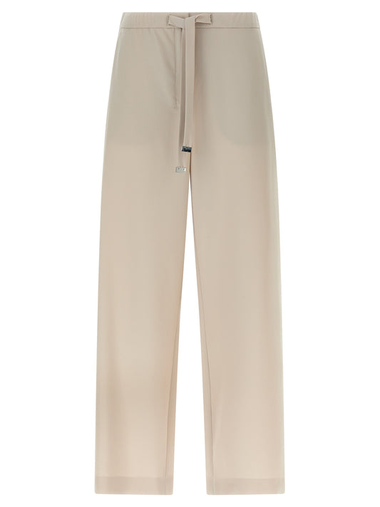Joggers by S Max Mara for women in virgin wool beige presents a tailored silhouette, showcasing a tailored athletic, flared & cropped and cropped cut with a refined for a truly tailored aesthetic.