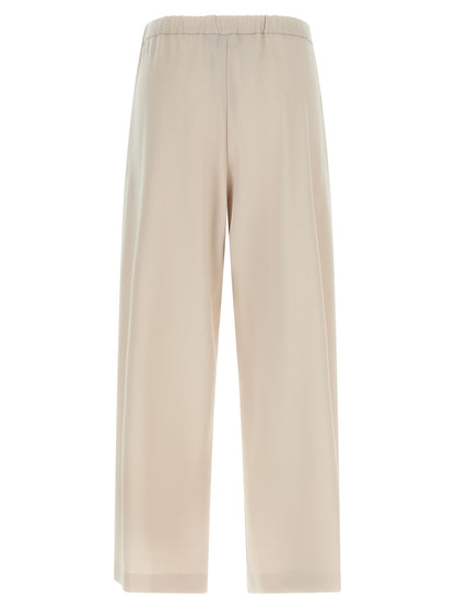 Joggers by S Max Mara for women in virgin wool beige features a polished silhouette with a polished athletic, flared & cropped, reaching a polished cropped and finished with a polished .