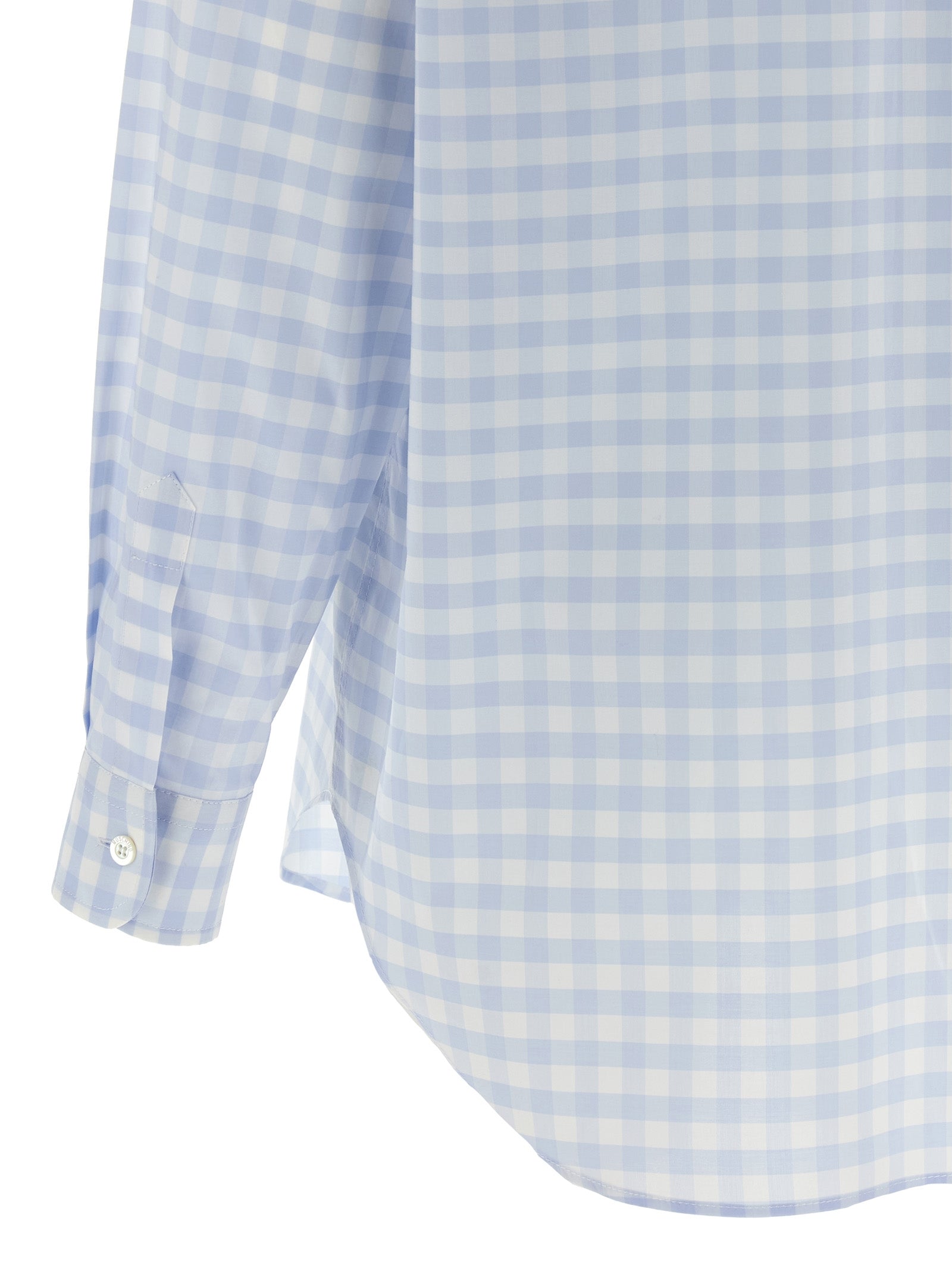 Blouse by Moschino for women in cotton light-blue & patterned showcases a sublime silhouette, artfully detailed with a sublime and for a sophisticated, sublime finish.