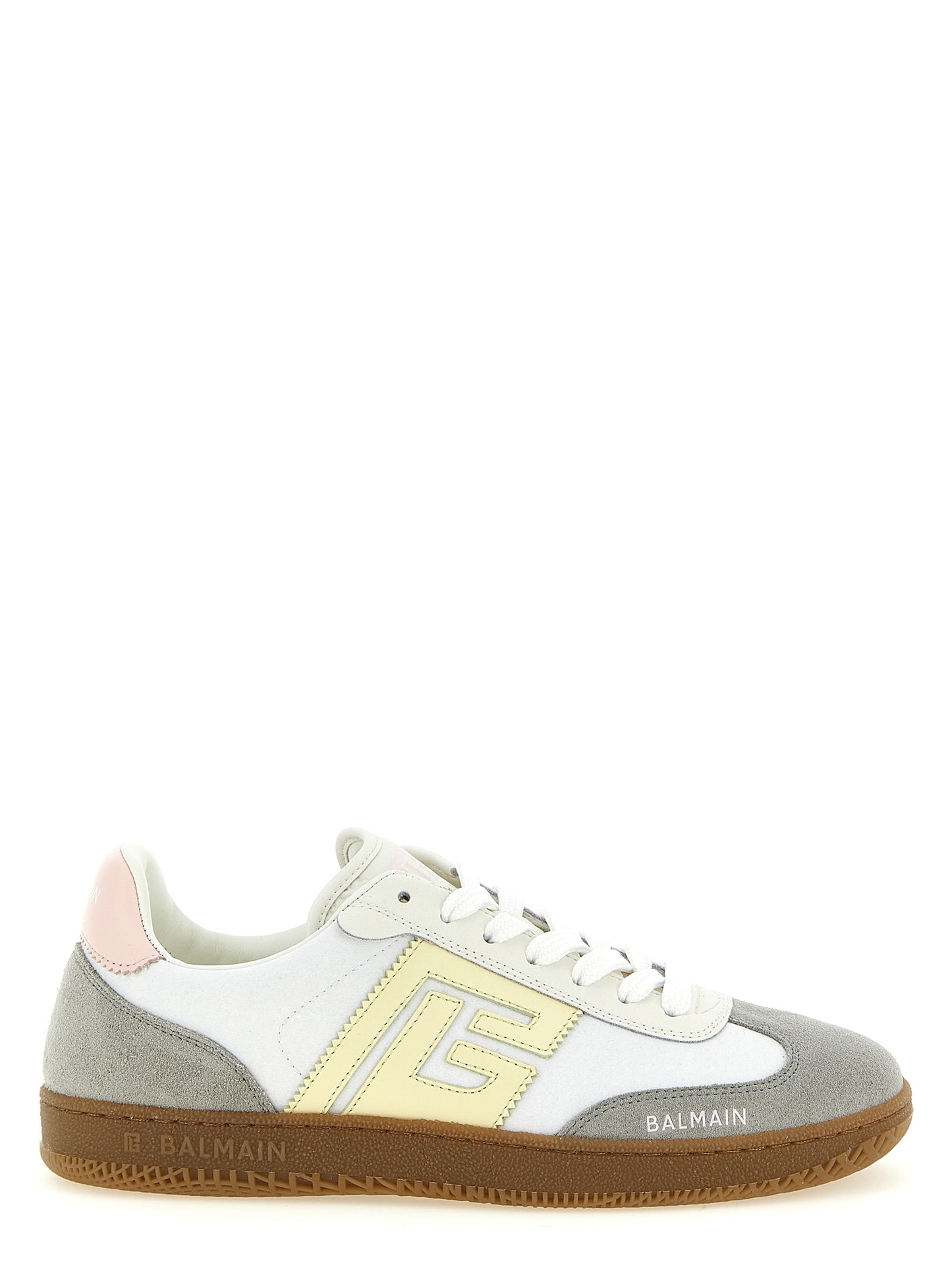 Sneakers by Balmain for women in suede calfskin leather multicolor & patterned features an fashionable silhouette, showcasing the premium Women's Low Top Suede Calfskin Leather Sneakers in a fashionable low-top style that offers a fashionable finish for refined style.