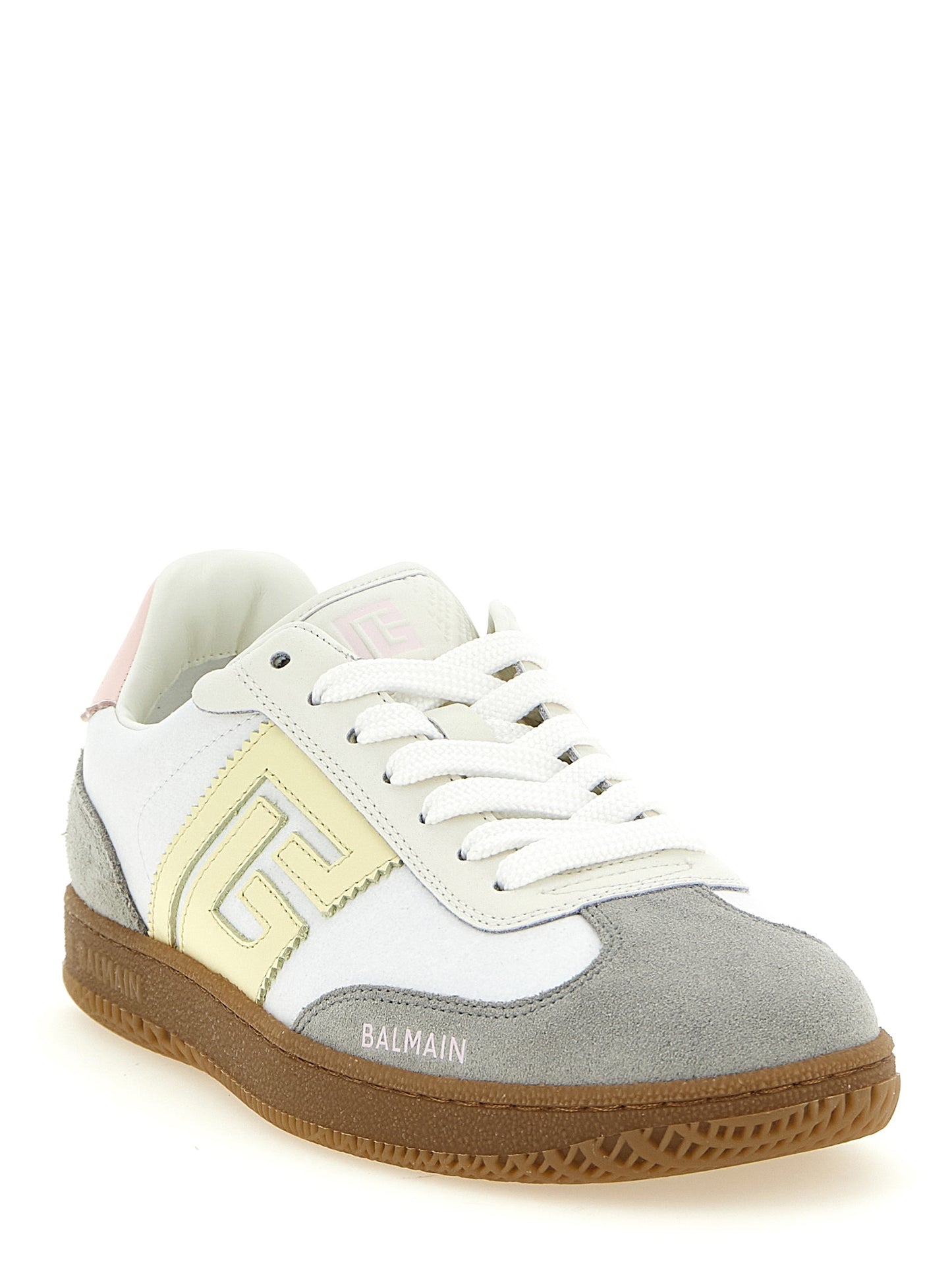 Sneakers by Balmain for women in suede calfskin leather multicolor & patterned features an timeless silhouette from the Women's Low Top Suede Calfskin Leather Sneakers collection, showcasing a signature low-top style with an timeless finish.
