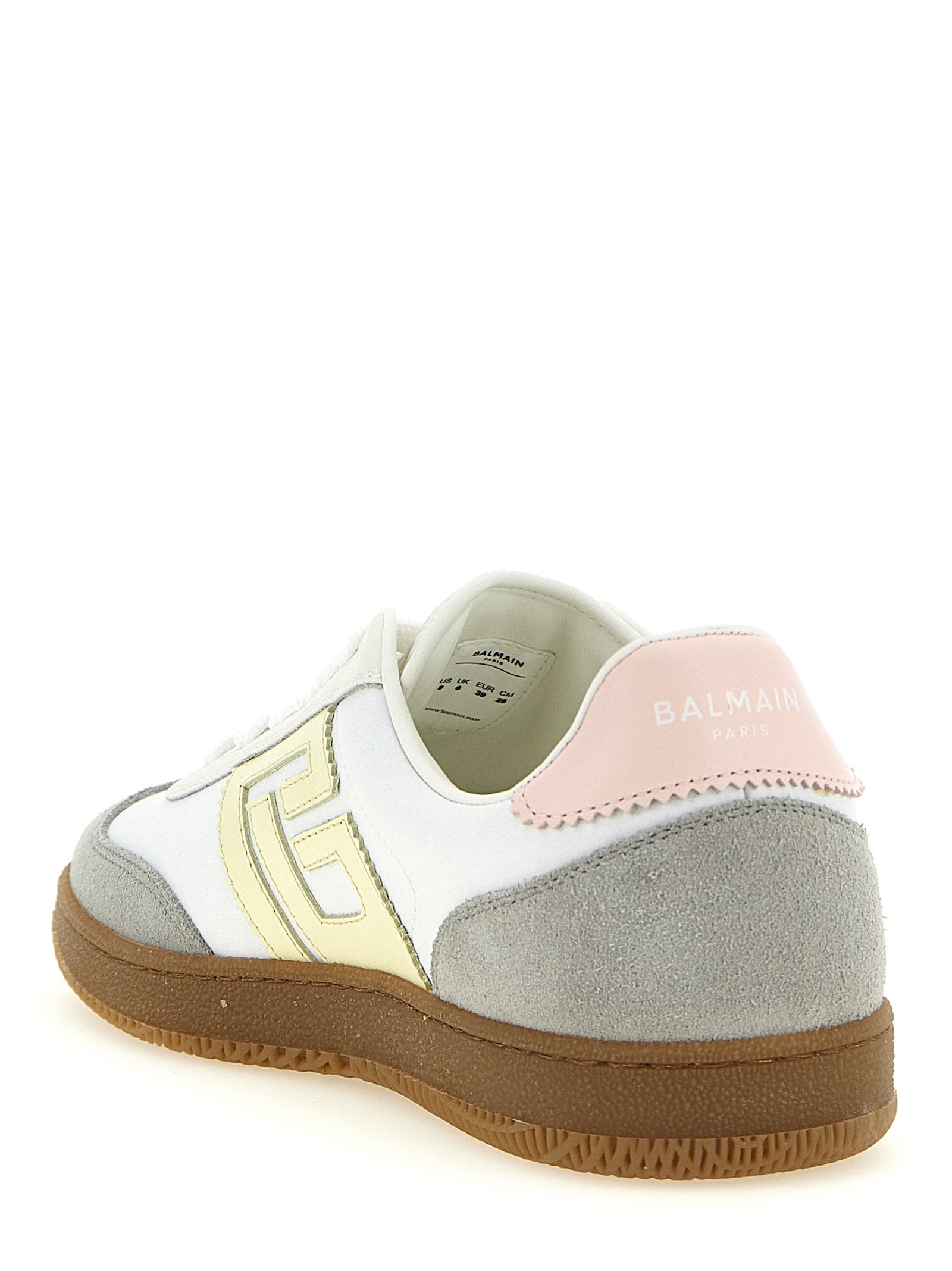 Sneakers by Balmain for women in suede calfskin leather multicolor & patterned presents a impeccable silhouette as Women's Low Top Suede Calfskin Leather Sneakers, expertly defined by a impeccable low-top style for a impeccable, high-fashion look.