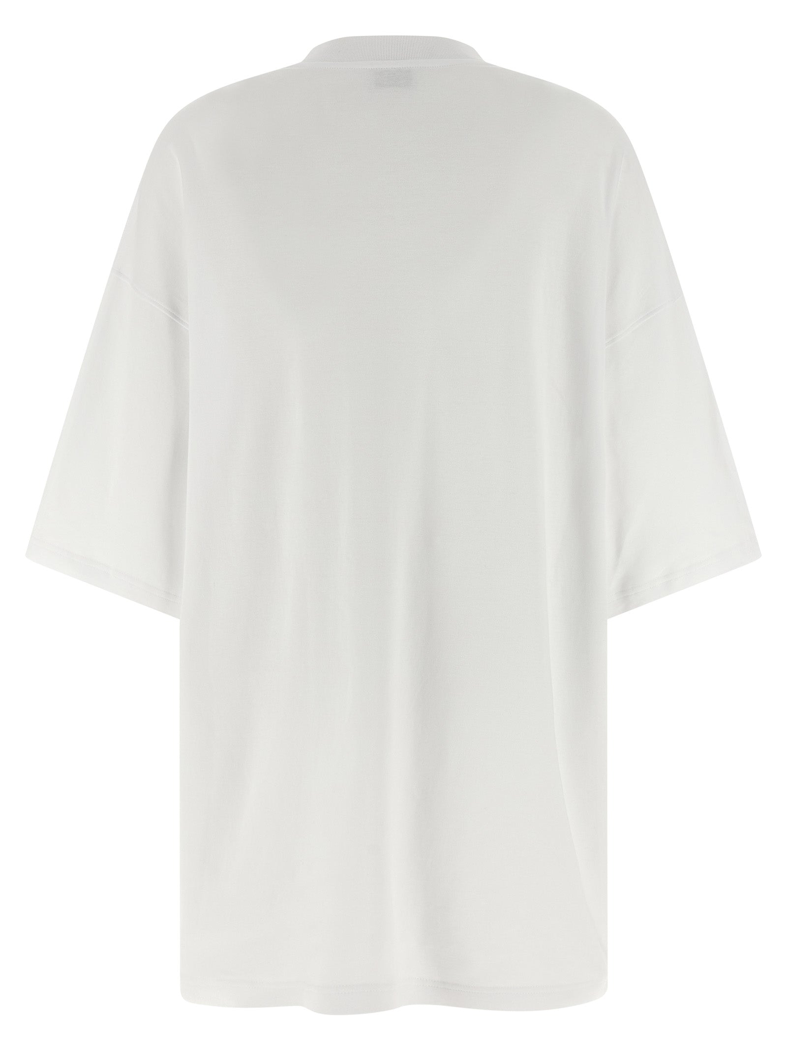 Dress by Moschino for women in cotton white & print features an magnificent silhouette, artfully detailed with a magnificent crew neckline and that flows into an magnificent short mini.