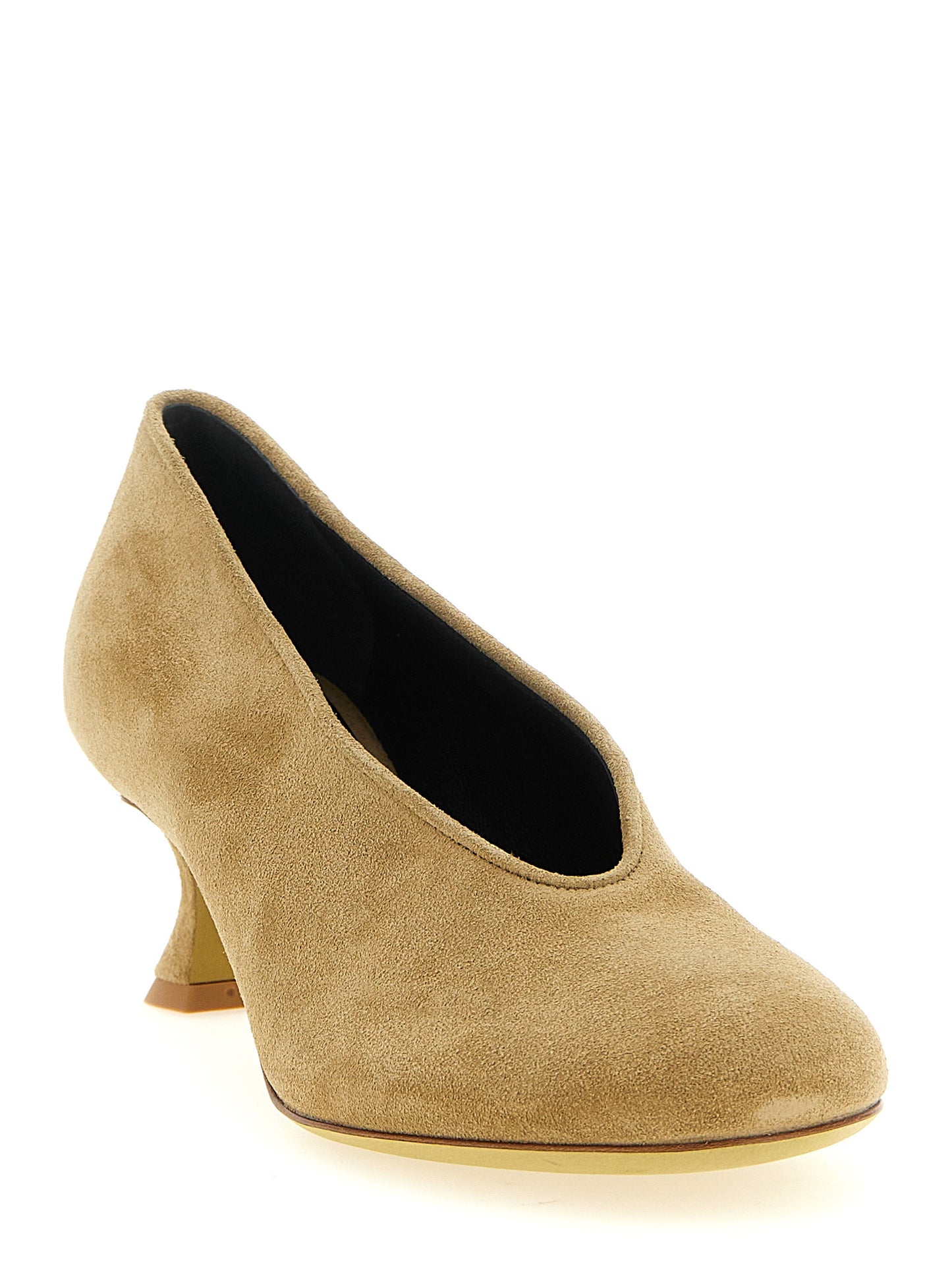 Mid-Heel Spool Pumps Heels by Moschino for women in suede calfskin leather beige features a effortlessly chic Women's Suede Calfskin Leather Mid-Heel Spool Pumps Heels design with a sophisticated mid-heel spool-heel and elegant .