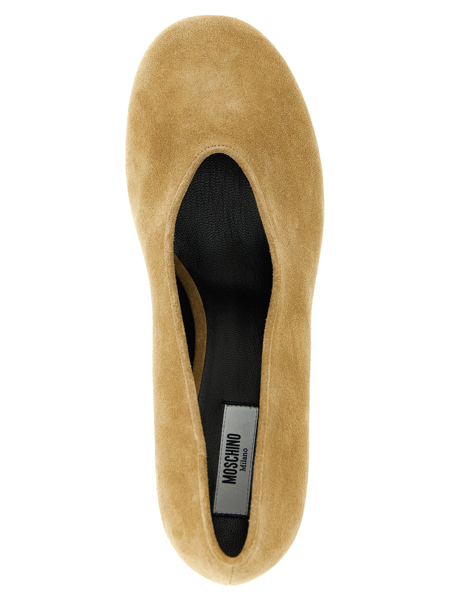 Mid-Heel Spool Pumps Heels by Moschino for women in suede calfskin leather beige showcases a exquisite silhouette, perfectly accentuating Women's Suede Calfskin Leather Mid-Heel Spool Pumps Heels with a exquisite mid-heel spool-heel and exquisite .