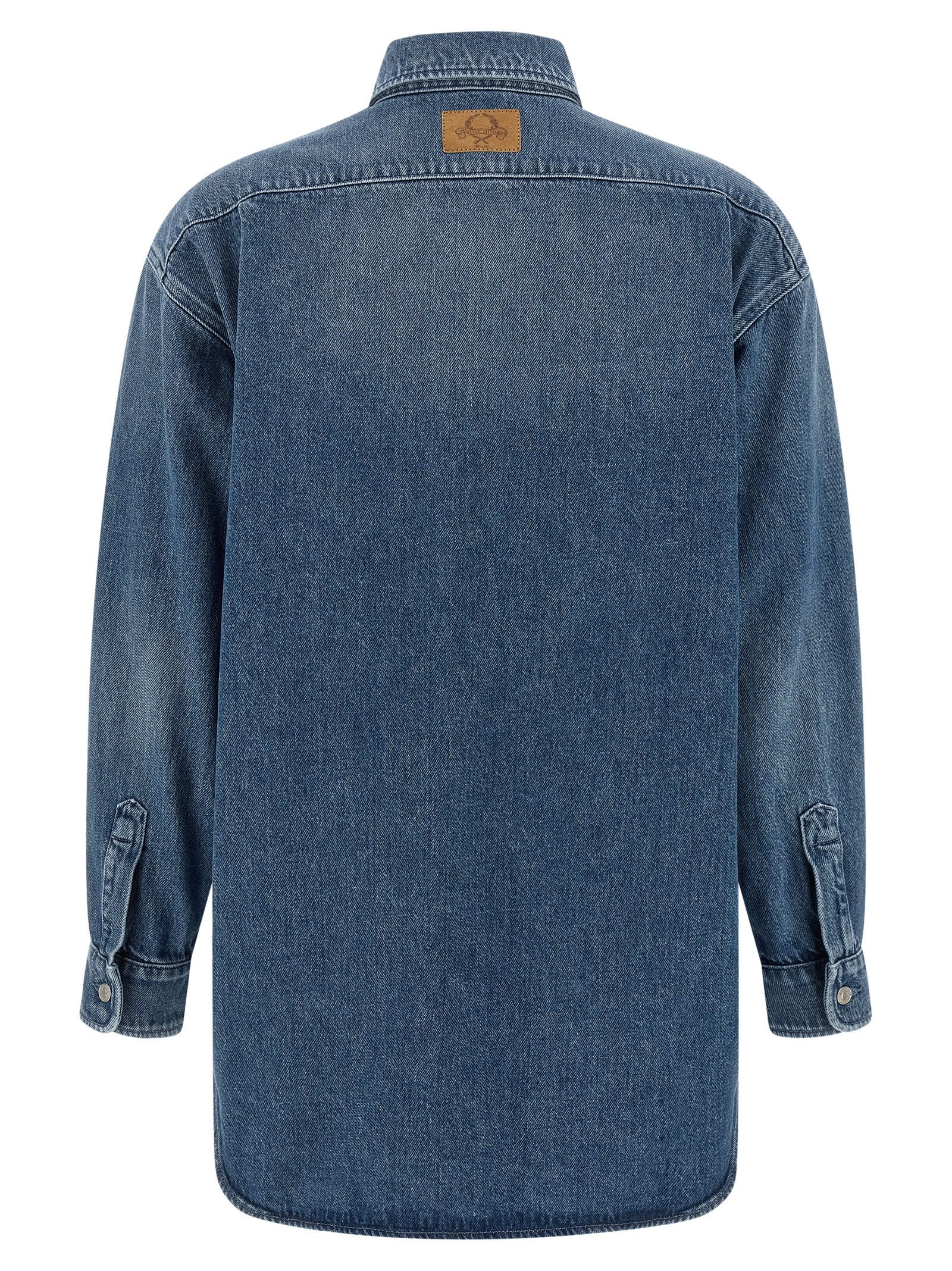 Blouse by Moschino for women in cotton denim blue features an polished silhouette, showcasing a sophisticated and detail for a truly polished finish.
