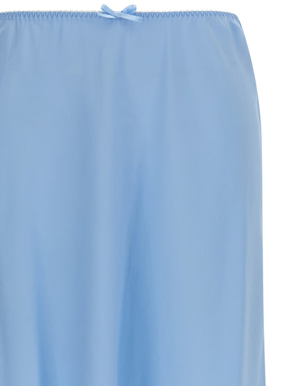 Skirt by Moschino for women in silk acetate twill light-blue features an relaxed-yet-refined silhouette that elegantly showcases the Women's Flared Silk Acetate Twill Midi Skirt design and sophisticated midi.