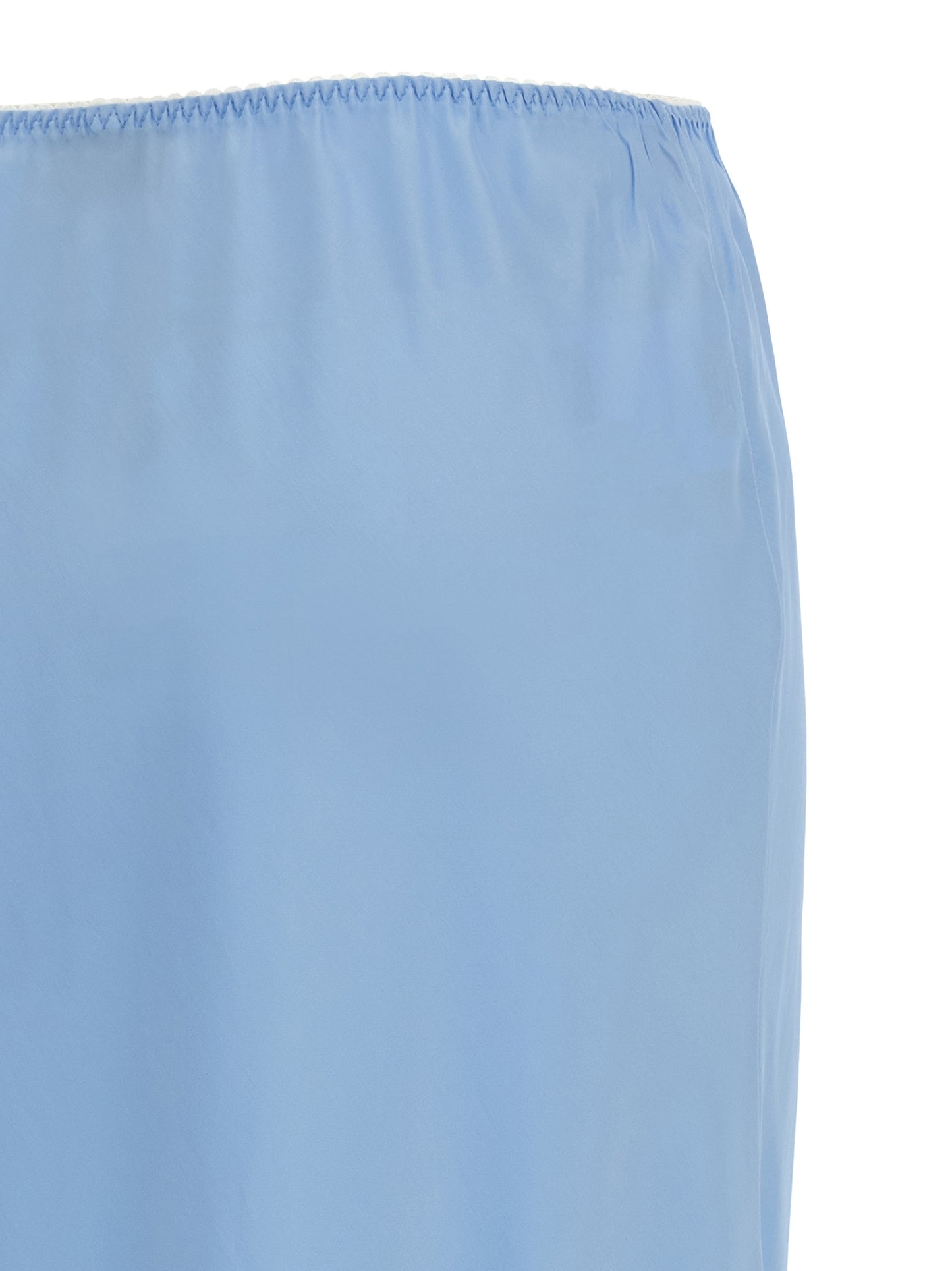 Skirt by Moschino for women in silk acetate twill light-blue features a sublime silhouette, showcasing the sublime design of the Women's Flared Silk Acetate Twill Midi Skirt in a sophisticated midi.