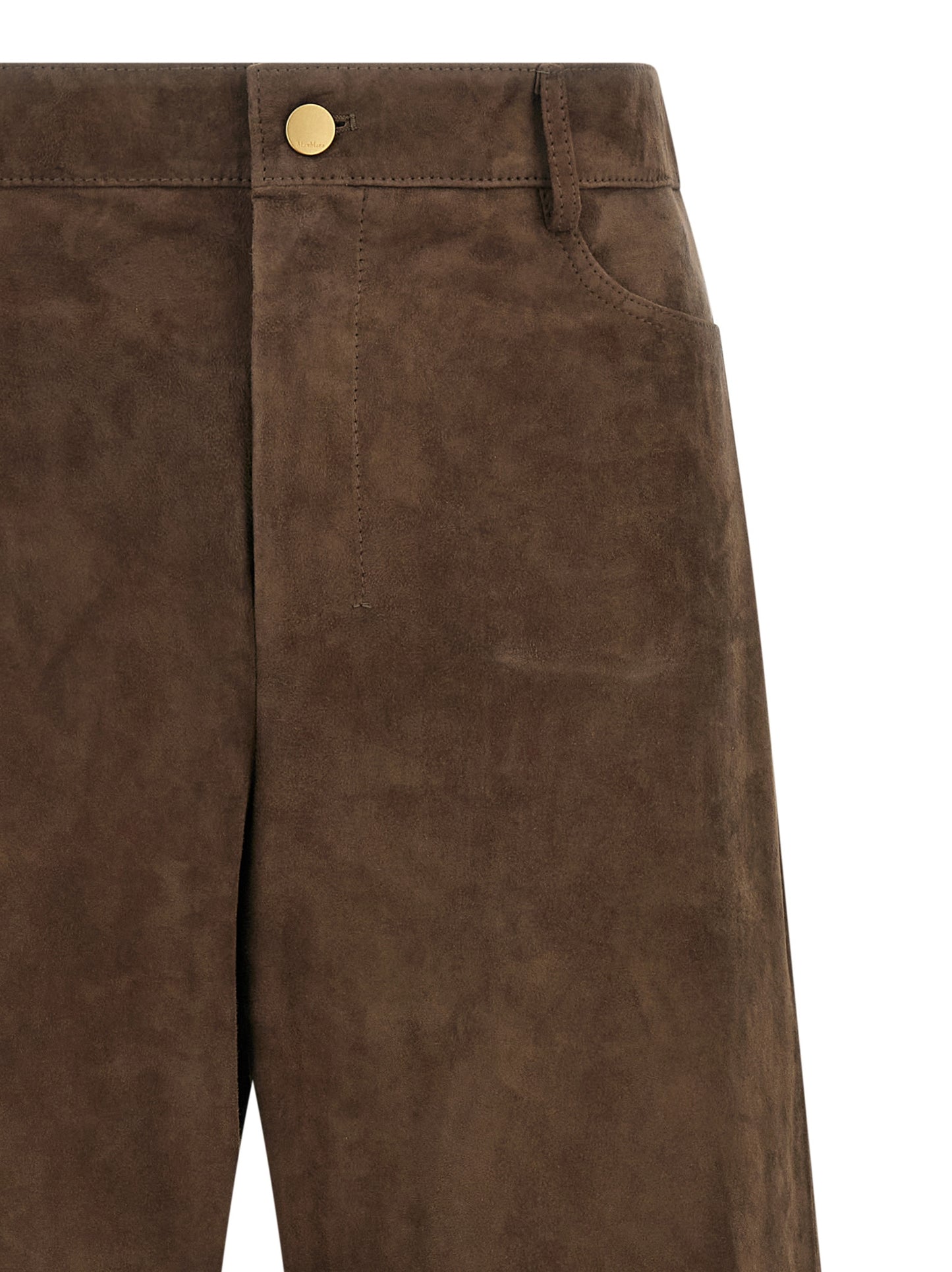 Casual Pants by S Max Mara for women in suede lamb leather brown features an sophisticated mid rise and straight-leg & wide with a precise long, creating a sophisticated and sophisticated silhouette.