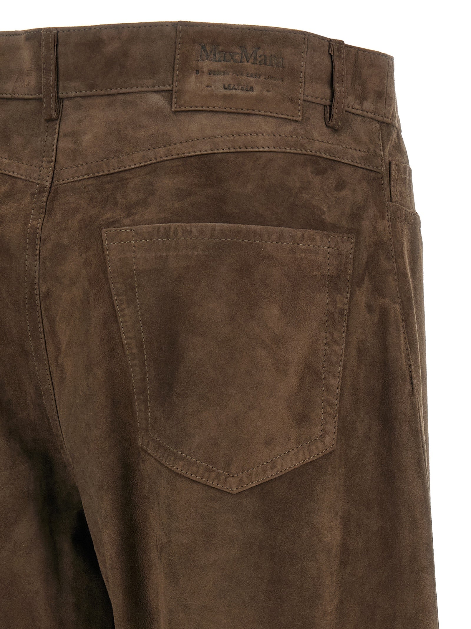 Casual Pants by S Max Mara for women in suede lamb leather brown features a refined silhouette with a refined straight-leg & wide, defined by a mid rise and a refined long for a refined finish.