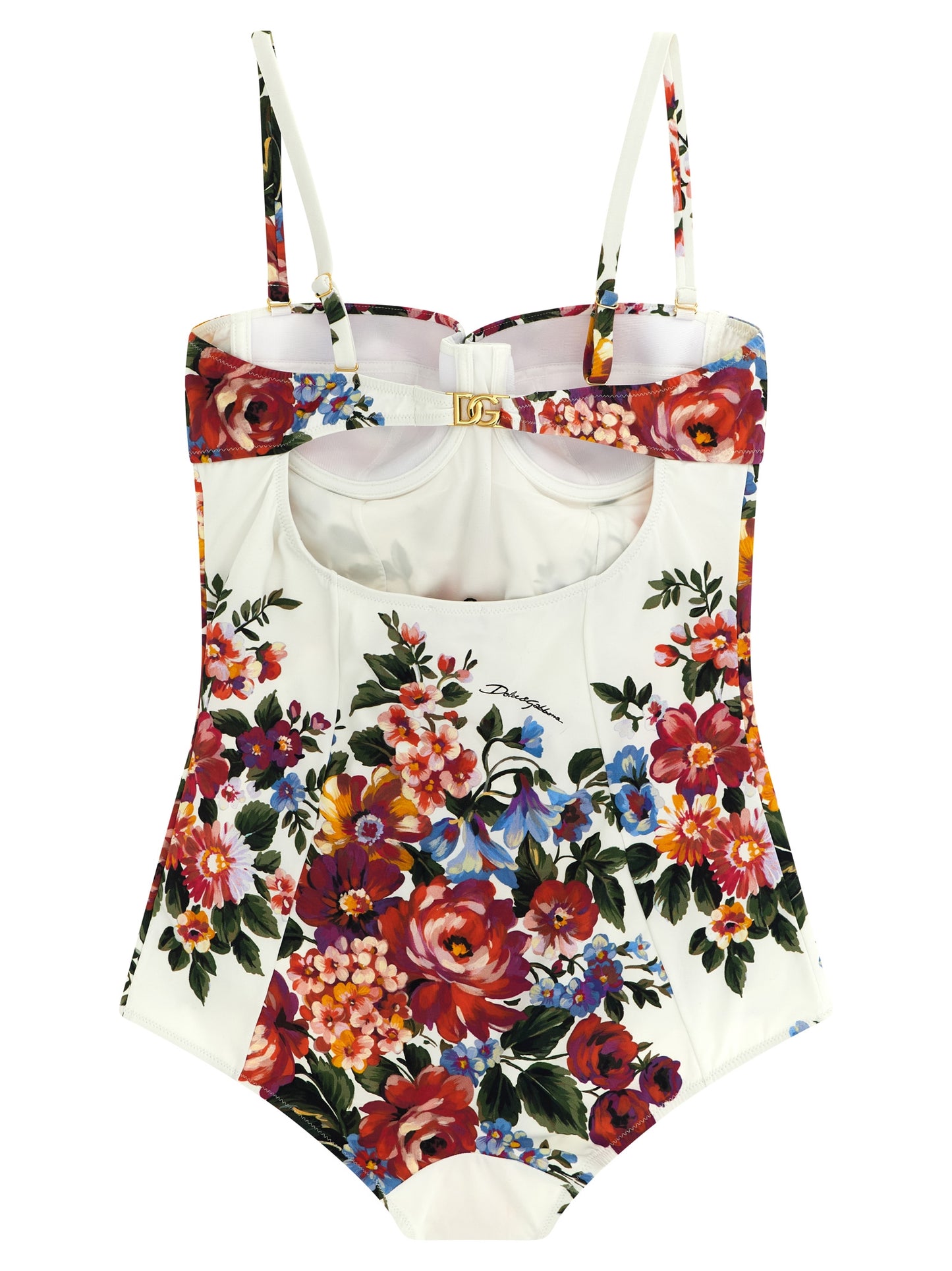 One-Piece Swimsuit by Dolce & Gabbana for women in stretch polyamide white & print features an jaw dropping silhouette, showcasing the jaw dropping Women's Stretch Polyamide One-Piece Swimsuit design with a sophisticated cut for a jaw dropping finish.