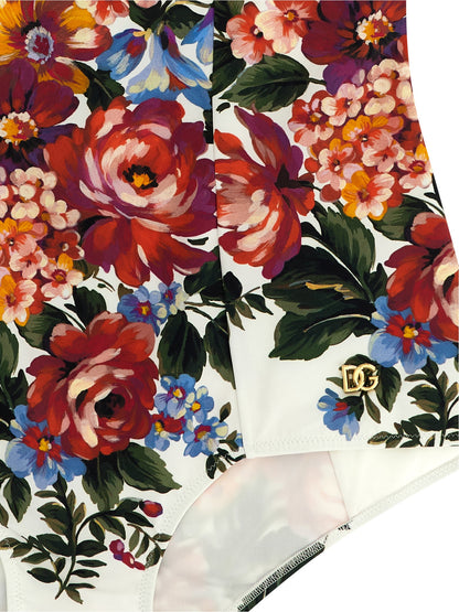 One-Piece Swimsuit by Dolce & Gabbana for women in stretch polyamide white & print features an magnificent silhouette that beautifully showcases the elegant Women's Stretch Polyamide One-Piece Swimsuit design with a magnificent fit.