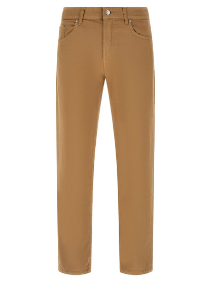 Jeans by Department 5 for men in stretch denim cotton beige features a polished silhouette with a polished straight-leg, regular-fit & cropped, reaching a polished cropped and finished with a polished .
