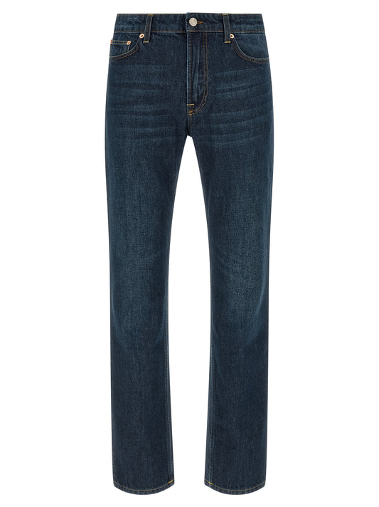 Jeans by Department 5 for men in denim cotton blue & signature features an refined tailoring silhouette, showcasing a premium straight-leg & regular-fit with a and long cut for a refined tailoring look.